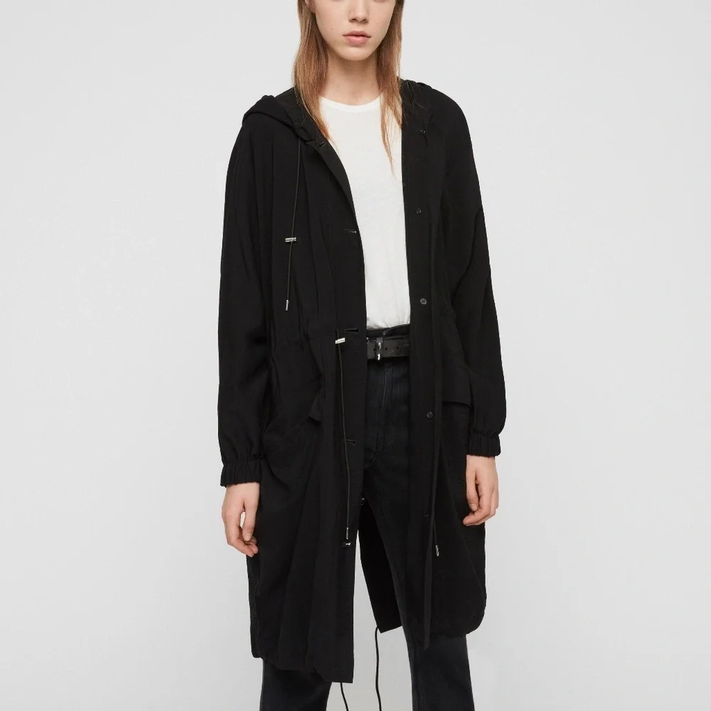 ALLSAINTS Lightweight Bay Parka Black Small - Picture 4 of 6